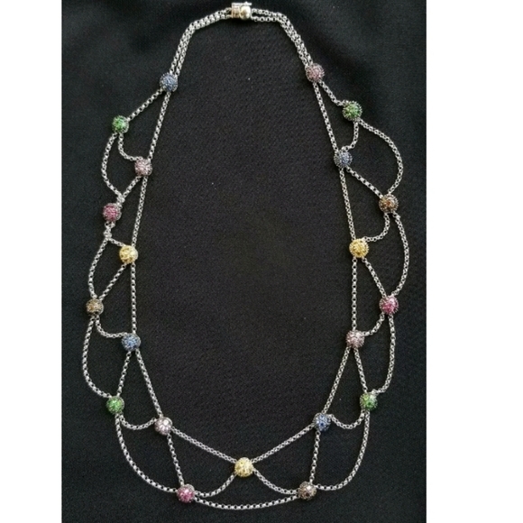 18k Gold Sapphire Diamond Tsavorite Ruby Necklace - Picture 7 of 12